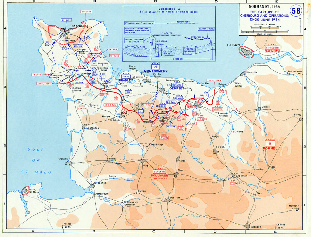 Situatie 13 tot 30 juni 1944.