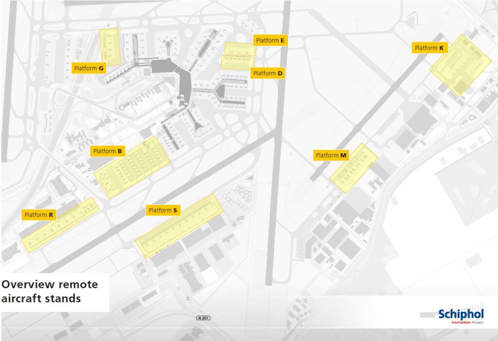 Schiphol remote aircraft stands.