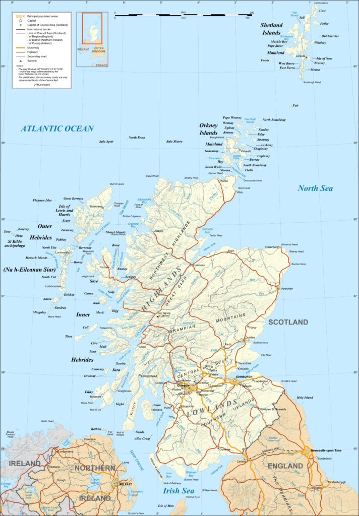 Kaart van Schotland.