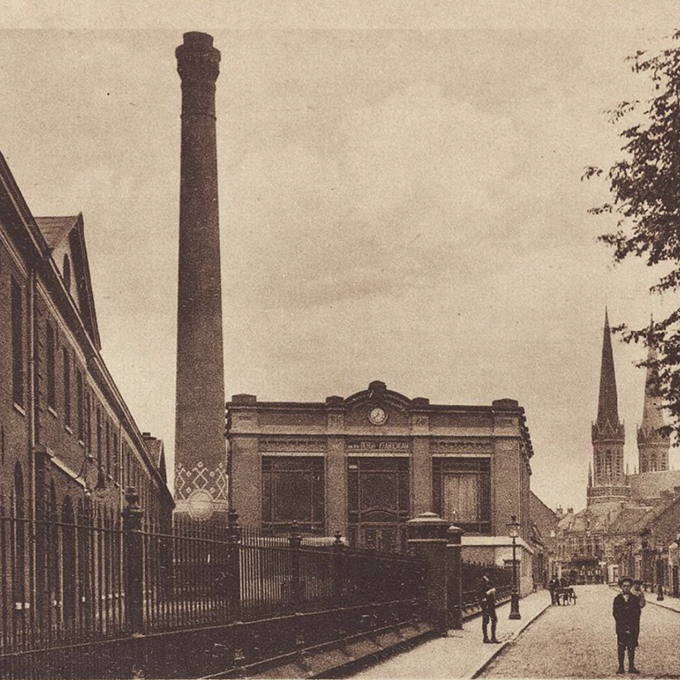 1904 BeKa St. Josephstraat fabriekskazerne, schoorsteen en ketelhuis.