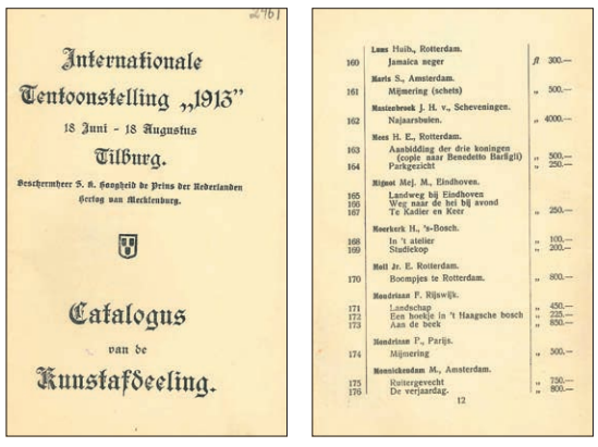 1913 Kunst tentoonstelling catalogus.