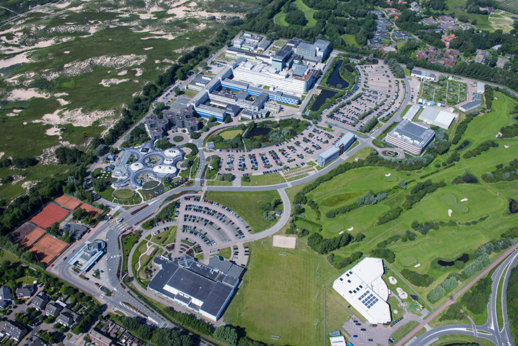 ESA ESTEC European Space Research and Technology Centre. In the dunes of the North Sea near Noordwijk (between Amsterdam and Leiden), the Netherlands