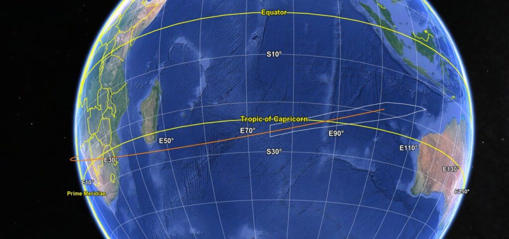 Trajectory IFT-3 Earth globe 2