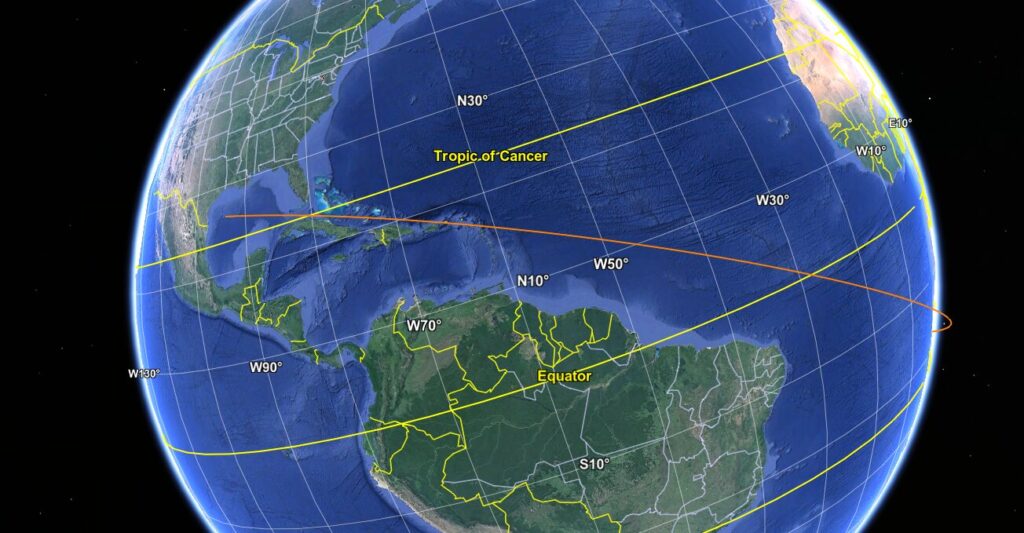 Trajectory IFT-3 Earth globe 1