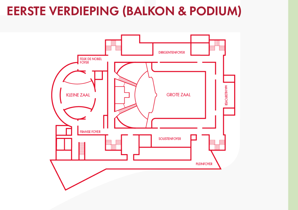 Concertgebouw plattegrond 1e verdieping 2024