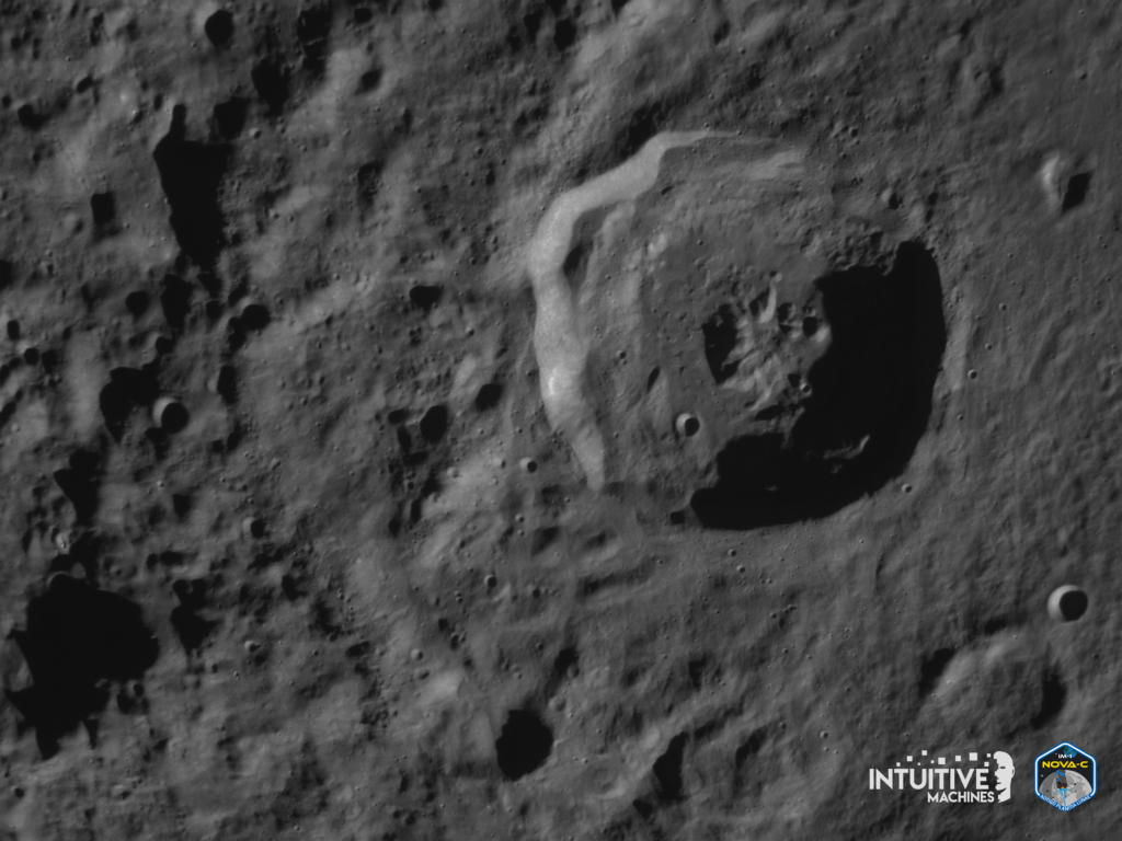 IM-1 21-02-2024 Terrain Relative Navigation camera captured image of the Bel’kovich K crater