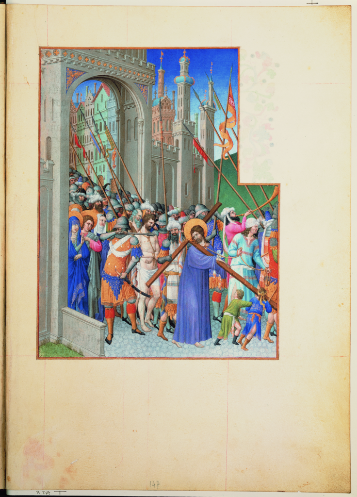 Les Très Riches Heures du Duc de Berry - Christus draagt zijn kruis